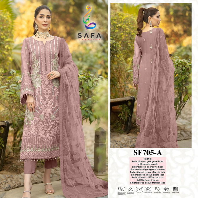 SF PK 705 Safa Embroidery Georgette Pakistani Suits Wholesale Price In Surat